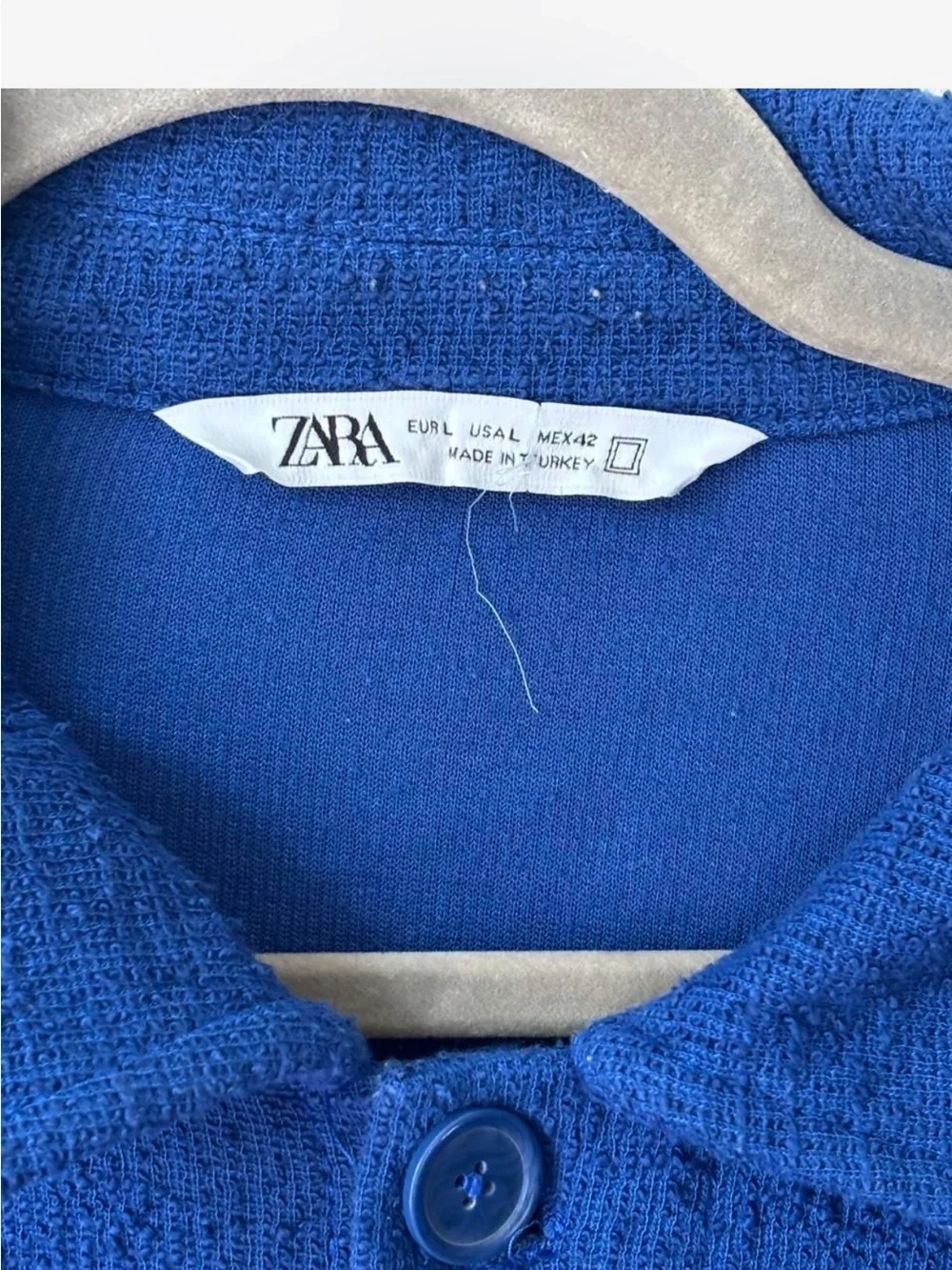 Zara Blue Textured Overshirt Shacket Utility Jacket Large